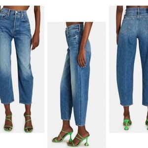 Mother Curbside Ankle Straight Leg Jeans 26 Blue High Rise Cropped Button Fly